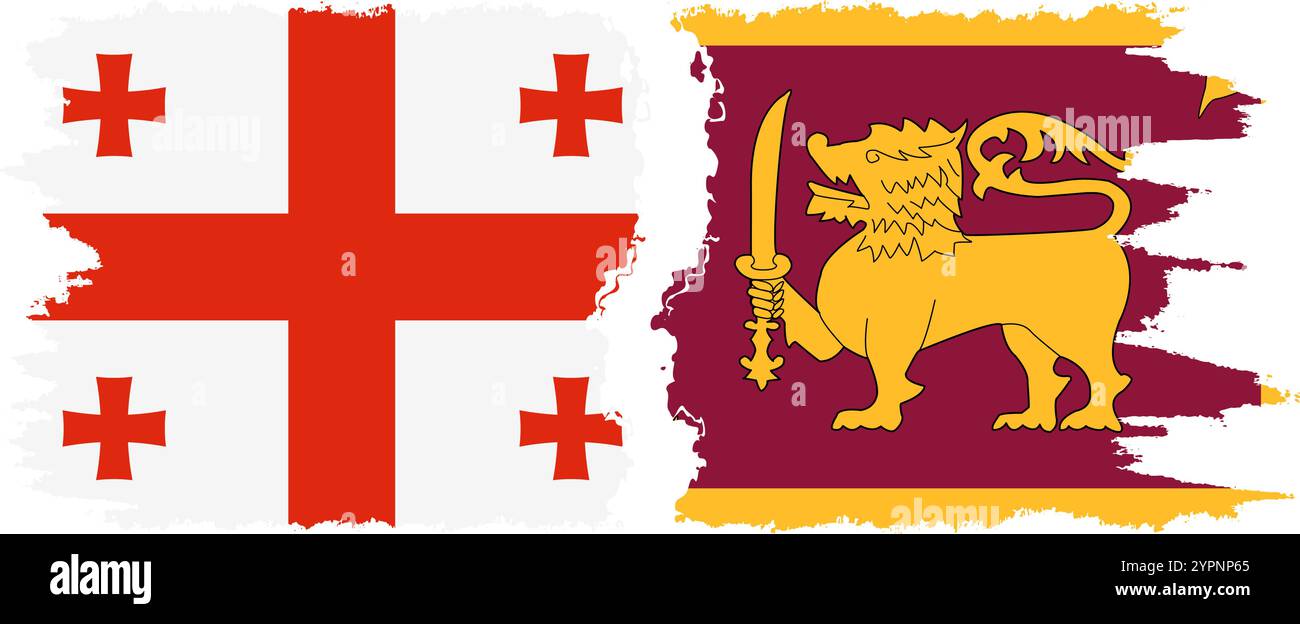 Sri Lanka and Georgia grunge flags connection, vector Stock Vector