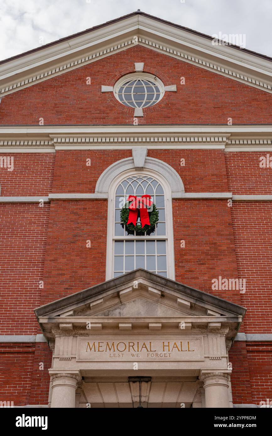 Andover, MA, USNovember 27, 2024 Andover's historic Memorial Hall