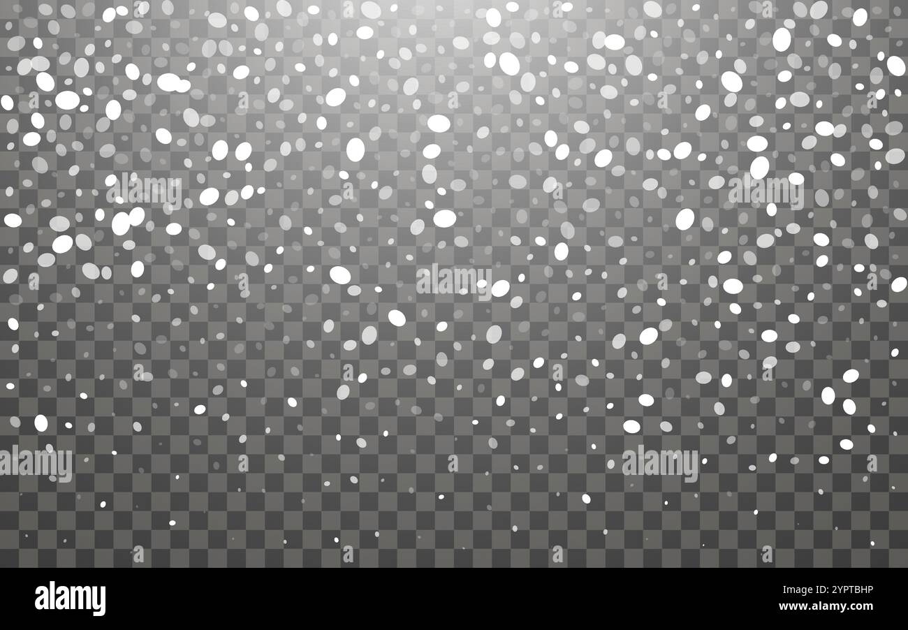 Snowfall and falling snowflakes on dark transparent background. White ...