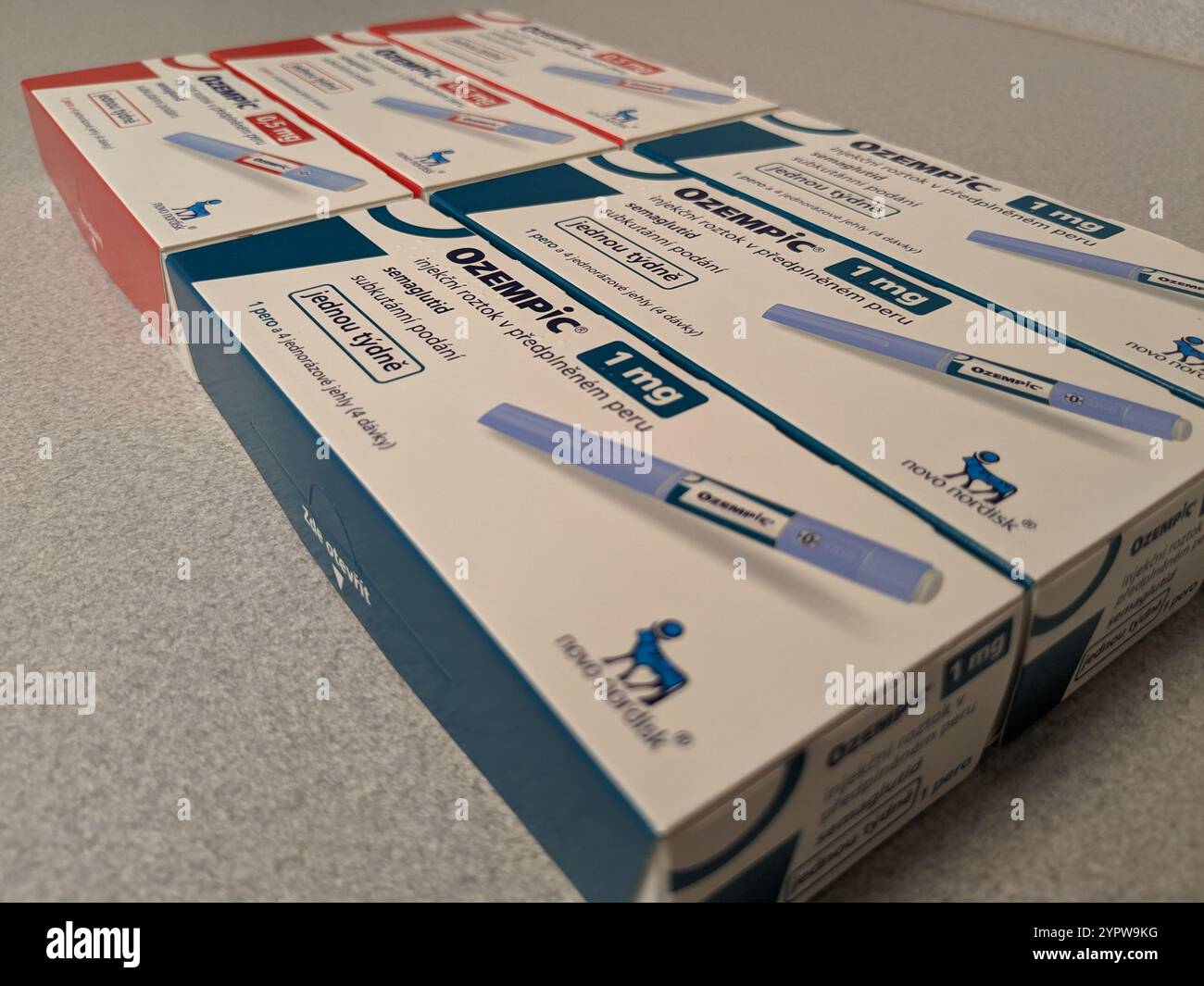 Ozempic box of medication NOVO NORDISK. Diabetes treatment in Czech  republic. Package of semaglutide. Diabetes drug.Sometimes abused for weight  loss Stock Photo - Alamy