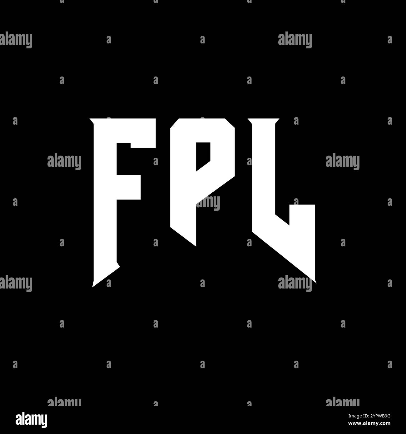 FPL letter logo design for technology company. FPL logo design black and white color combination. FPL logo, FPL vector, FPL design, FPL icon, FPL alph Stock Vector