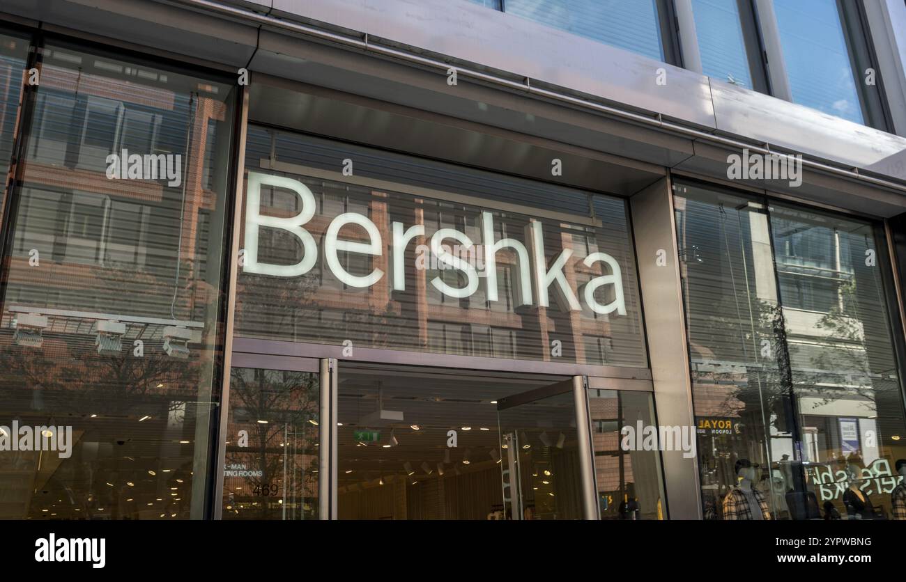 London, UK, March 23, 2024 : The exterior of Bershka store in London. Bershka is a Spanish clothing retailer founded in 1998 in Spain Stock Photo