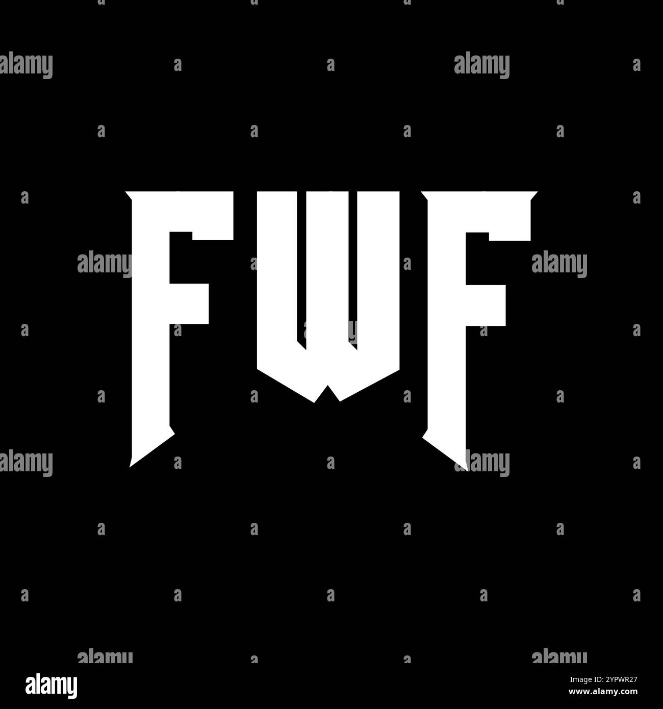 FWF letter logo design for technology company. FWF logo design black and white color combination. FWF logo, FWF vector, FWF design, FWF icon, FWF alph Stock Vector