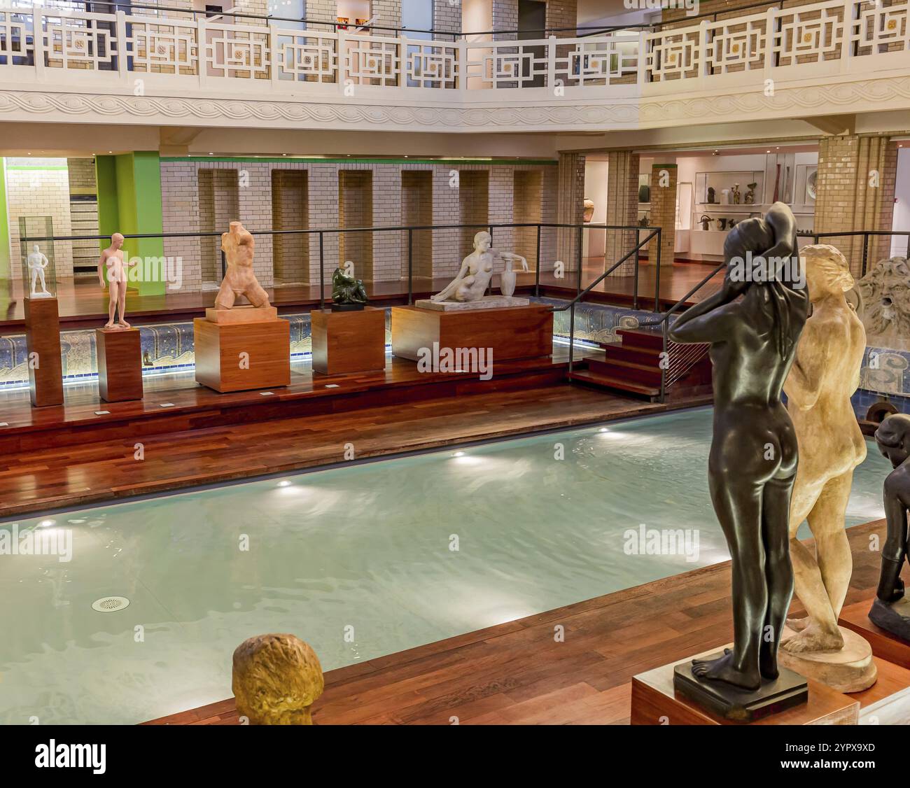 ROUBAIX, FRANCE, JUNE 14, 2024 : interiors Art Deco decors and sculptures of the olympic swimming pool La Piscine, built year 1927 by the Lille archit Stock Photo