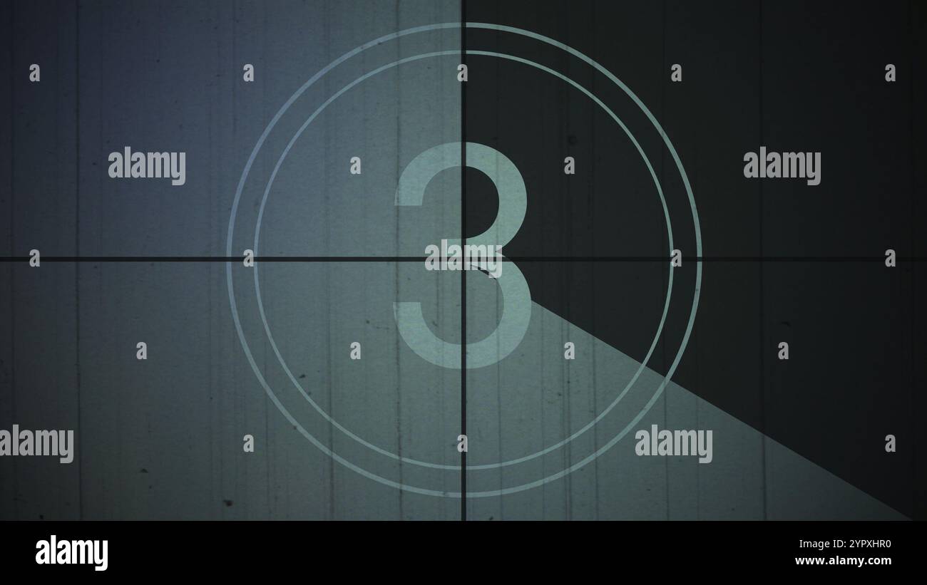 Film Vintage countdown number 3. Movie film strip with countdown number ...