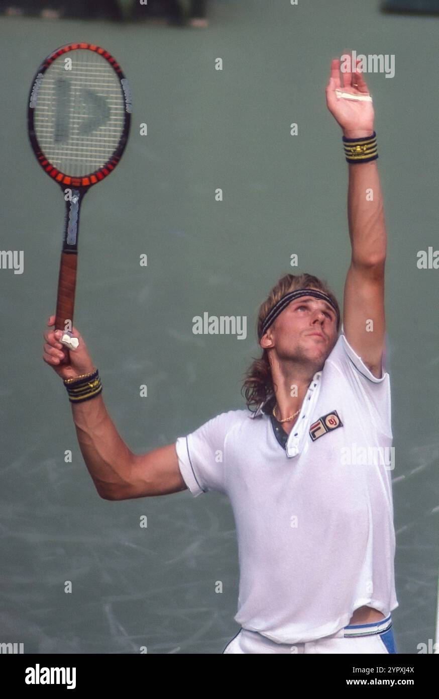 Bjorn Borg (SWE) competes in the 1980 US Open Tennis Championships. Stock Photo