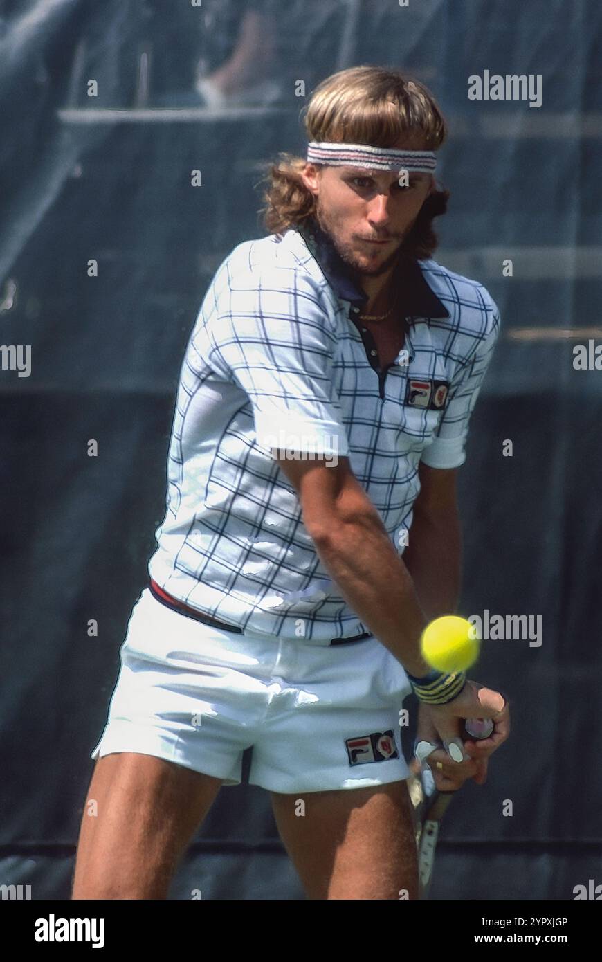 Bjorn Borg (SWE) competes in the 1980 US Open Tennis Championships. Stock Photo