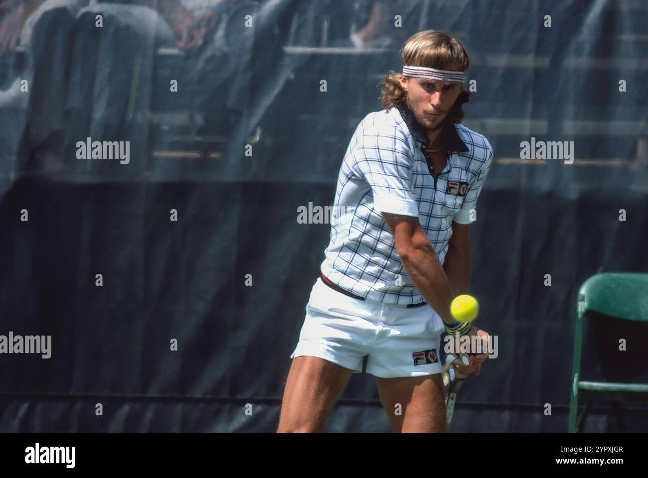 Bjorn Borg (SWE) competes in the 1980 US Open Tennis Championships. Stock Photo