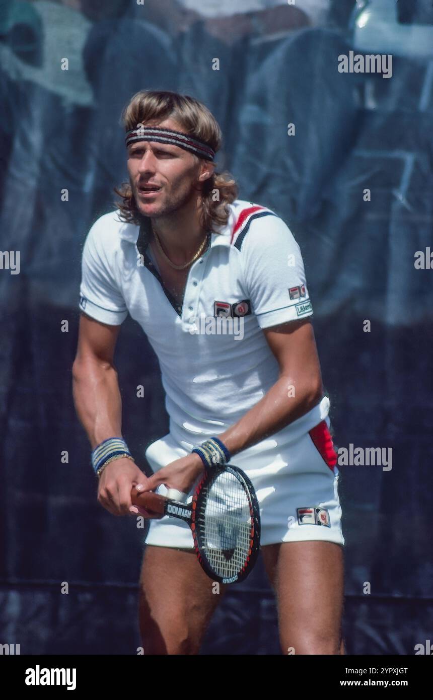 Bjorn Borg (SWE) competes in the 1980 US Open Tennis Championships. Stock Photo