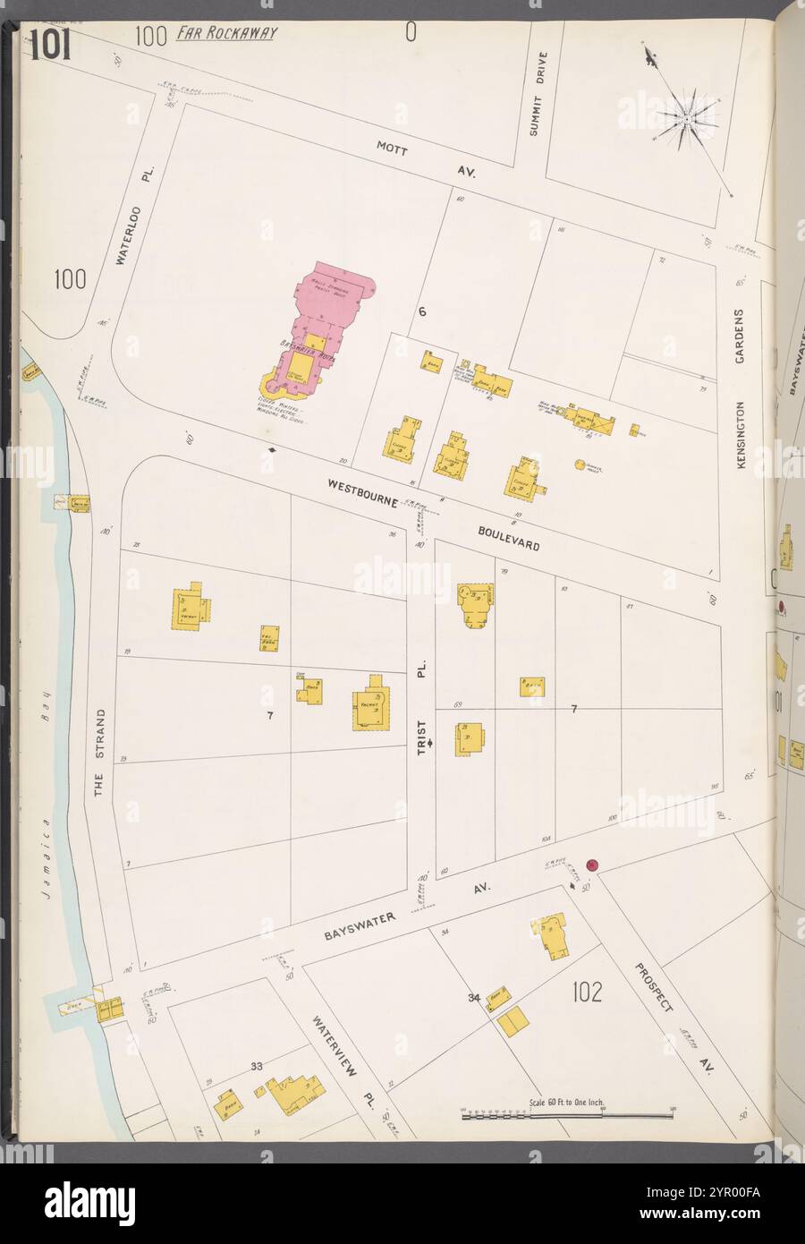 Queens V. 4, Plate No. 101 [Map bounded by Mott Ave., Kensington Gardens, Bayswater Ave., Jamaica Bay] 1884 - 1936 Stock Photo