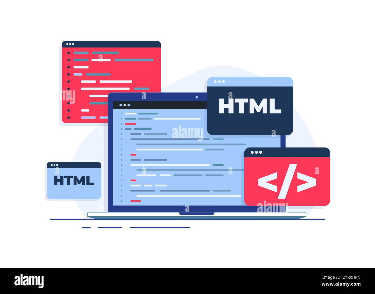 Coding or programming software interface on window laptop computer ...