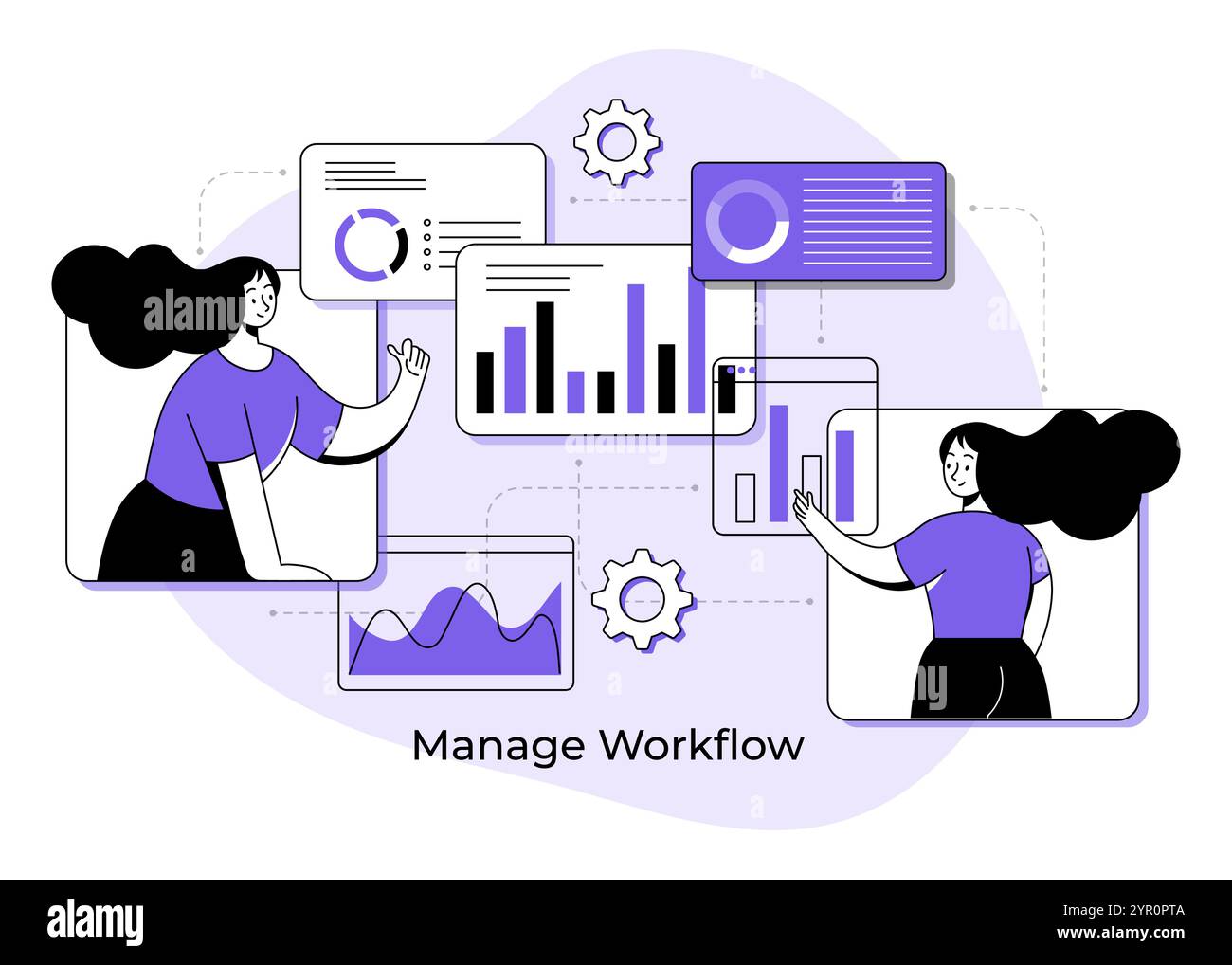 Business people working together success, Workflow management flat ...