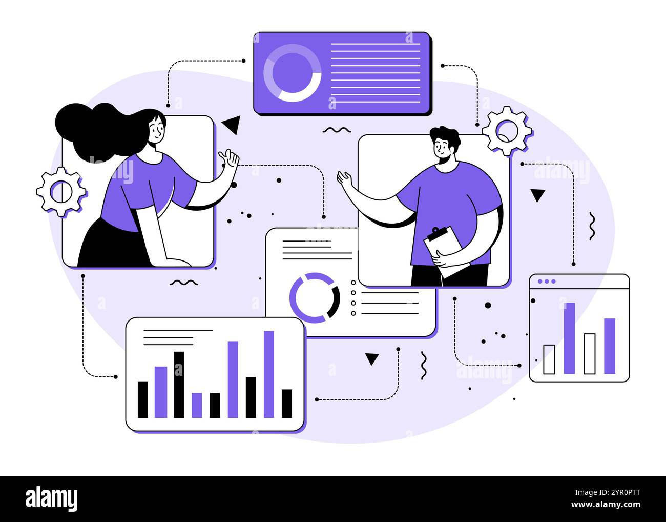 Business people working together success, Workflow management flat ...