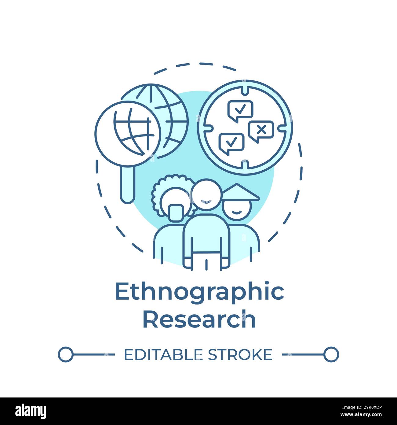 Ethnographic research soft blue concept icon Stock Vector