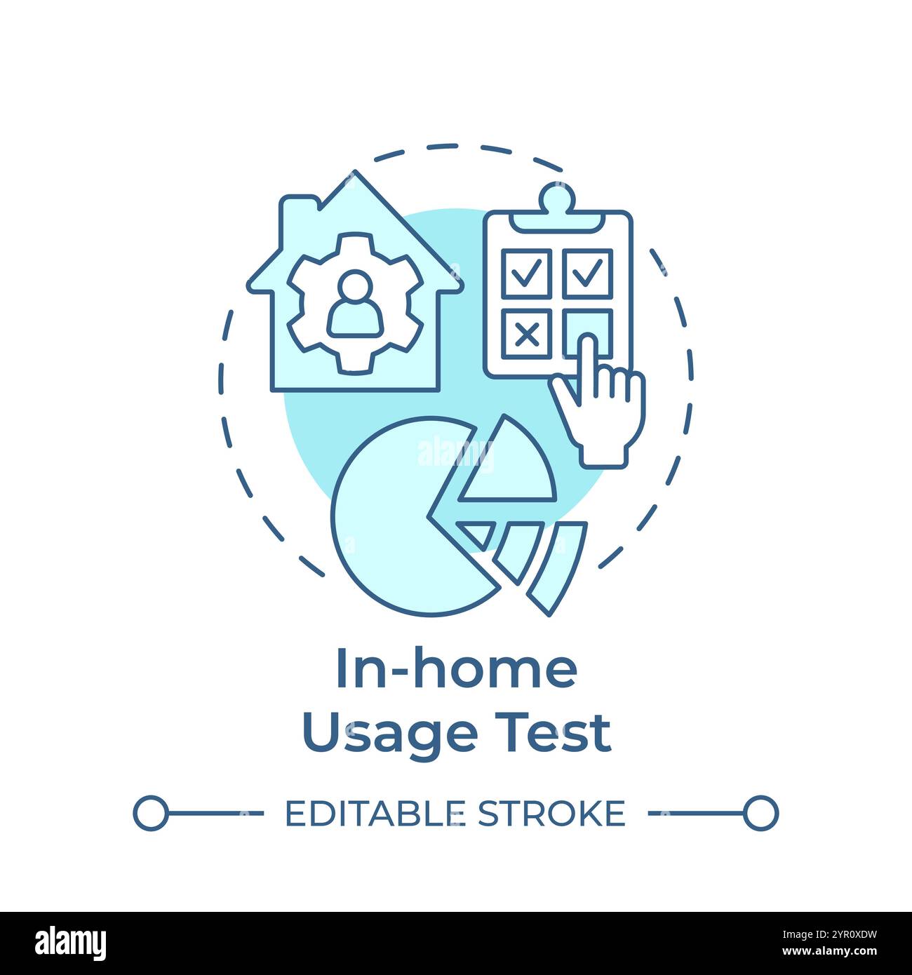 In-home usage test soft blue concept icon Stock Vector