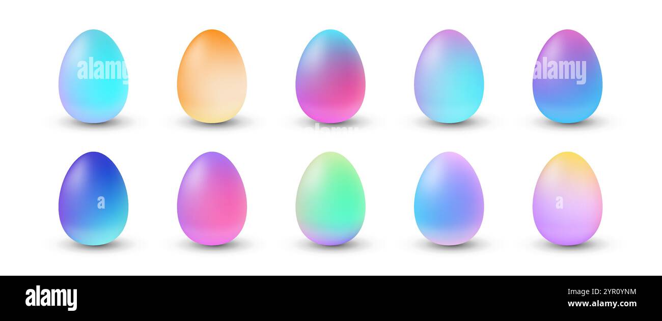 Cute gradient color easter eggs collection. Stock Vector