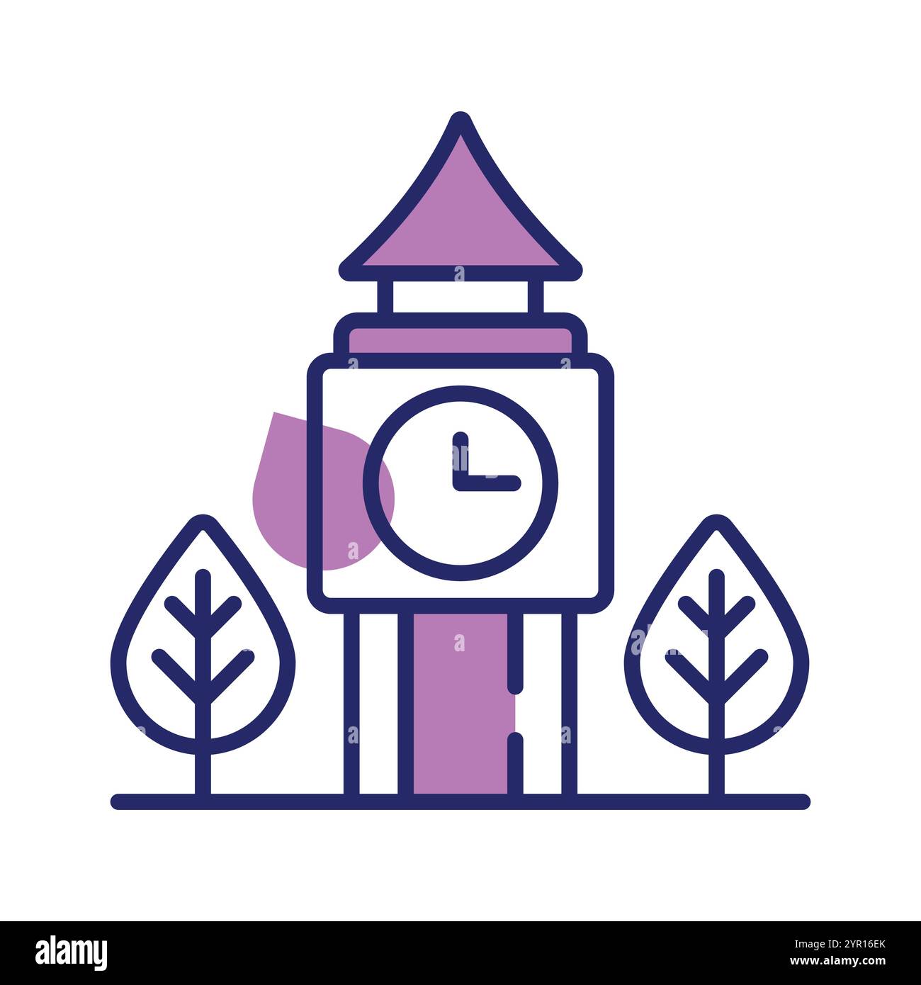 An icon of clock tower in modern design style, isolated on white ...