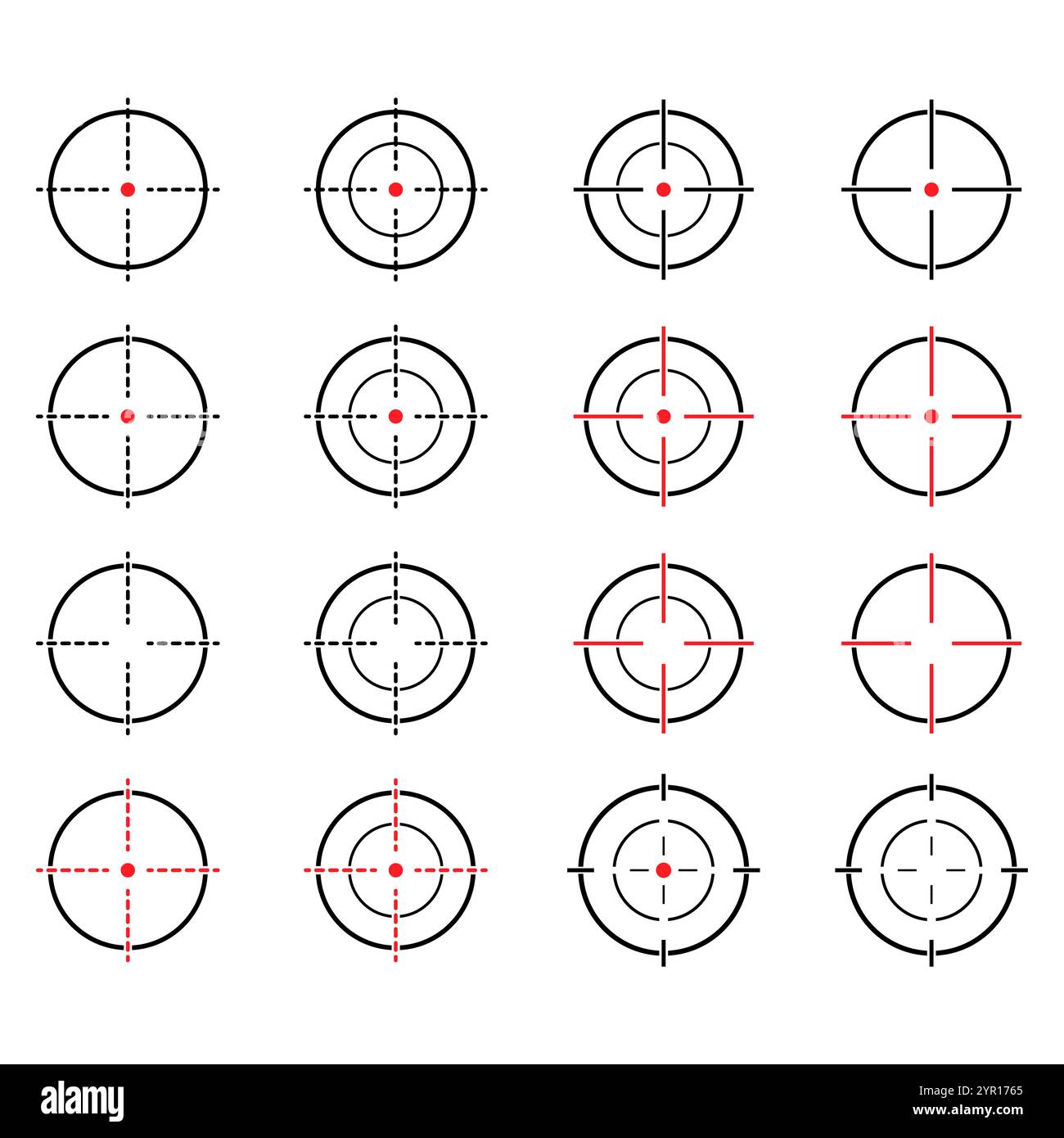 Set of Crosshair army target icon, hunting cross sign mark, graphic ...