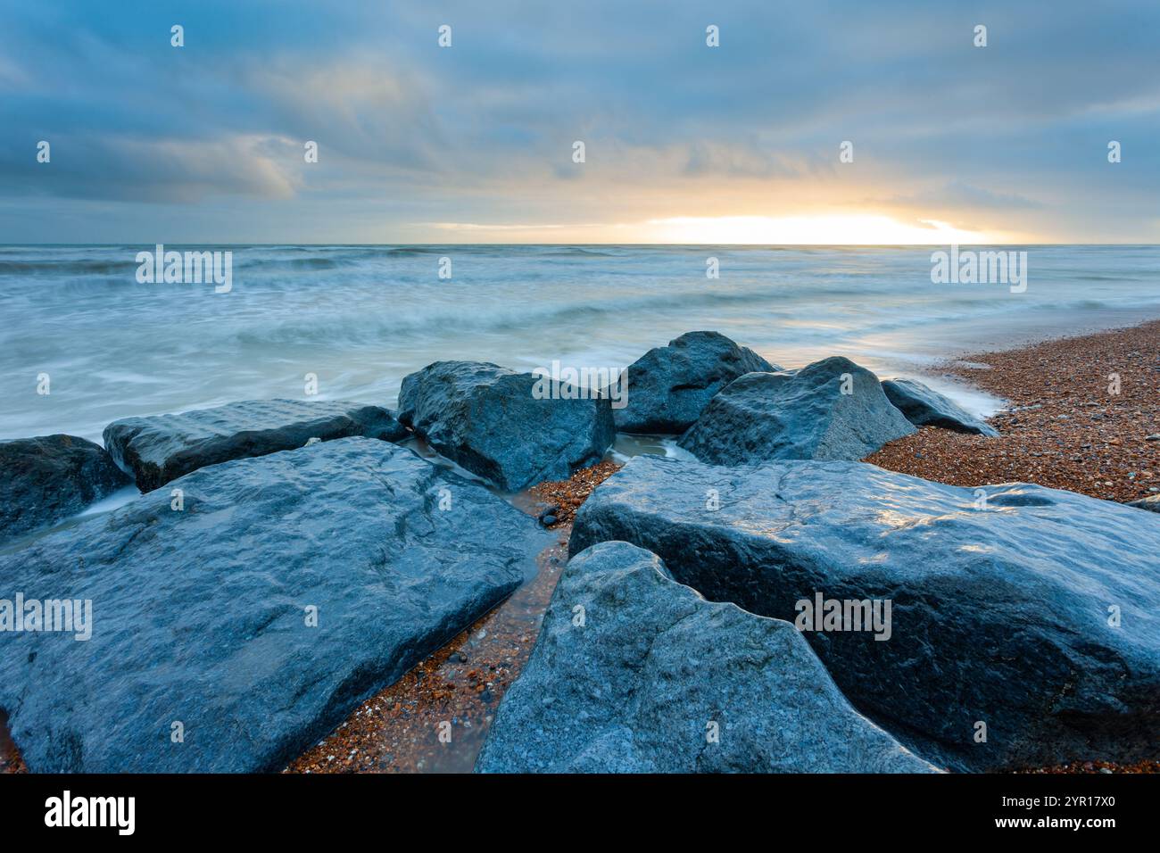 Sunset On The Beach In Shoreham by Sea West Sussex England Stock sunset-on-the-beach-in-shoreham-by-sea-west-sussex-england-stock