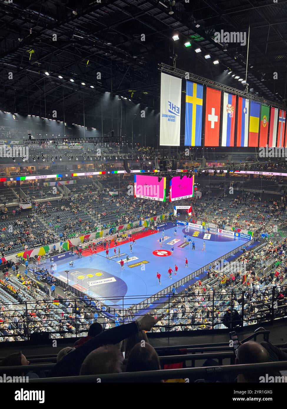 Handball EM 2024 in LANXESS arena - Smartphone Captured Stock Image