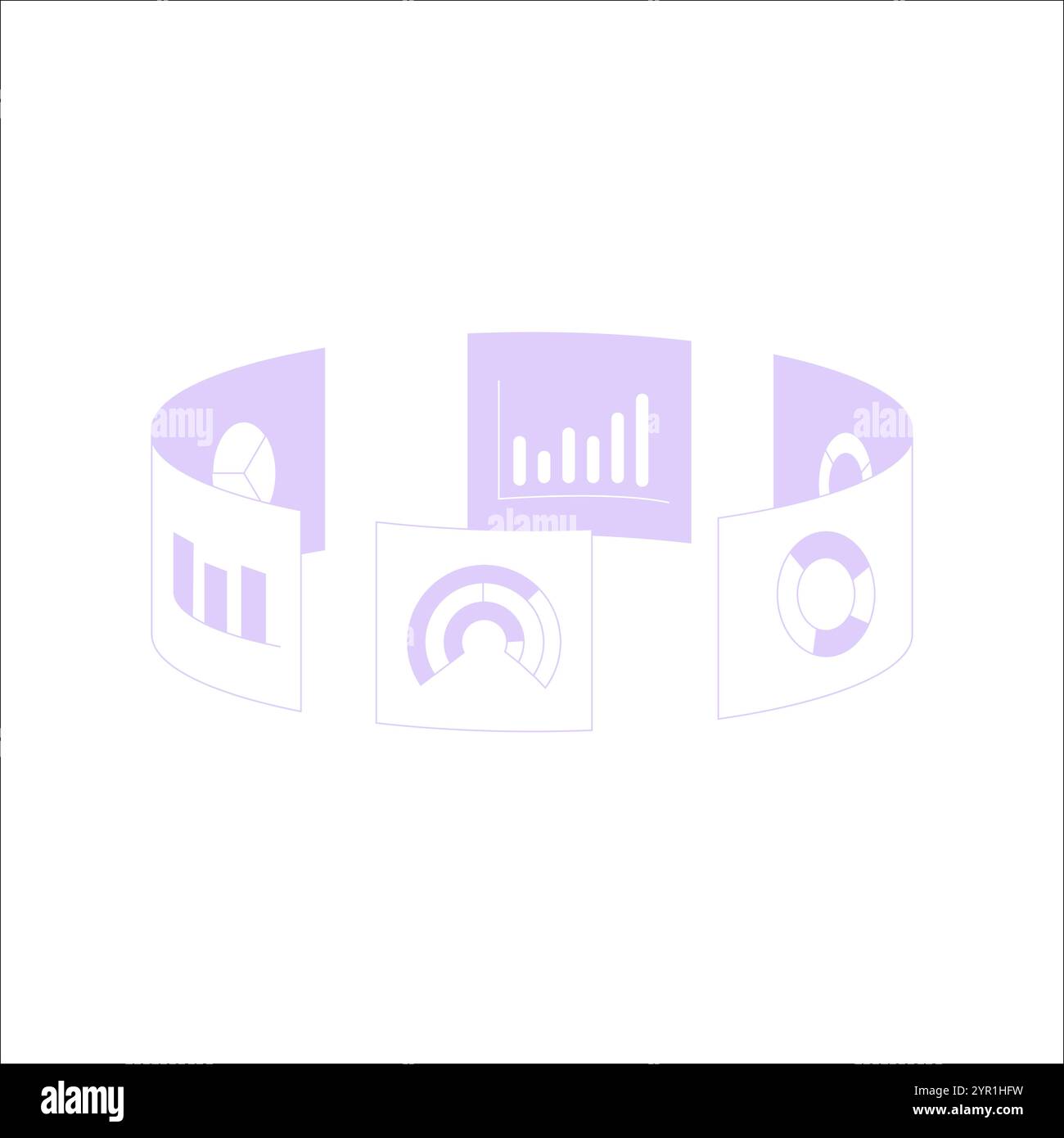 Circular Data Charts And Graphs In Flat Vector Illustration Symbolizing ...