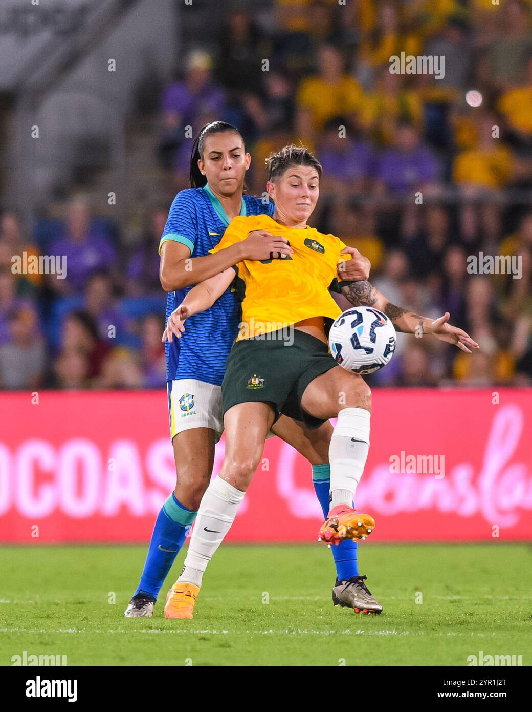 Gold Coast, Australia. 01st Dec, 2024. Matildas Michelle Heyman fouled ...
