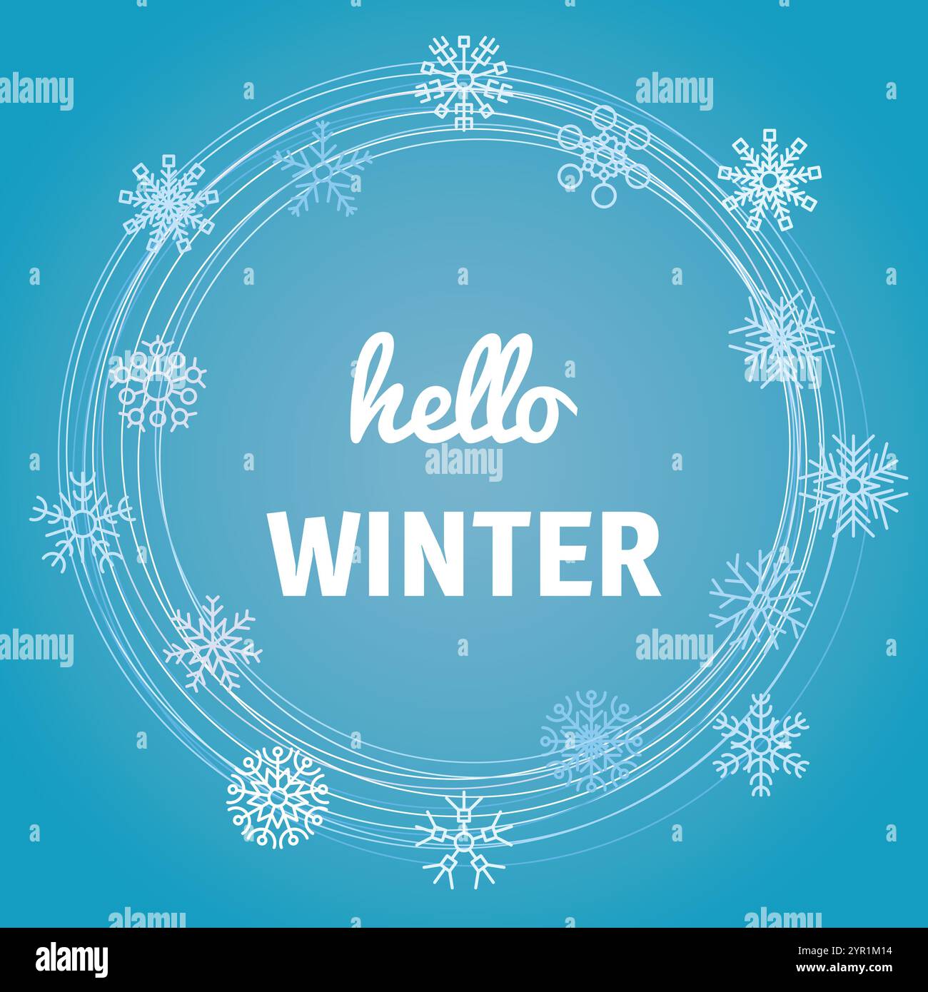 Christmas background with snowflake and incription Hello Winter. Vector ...
