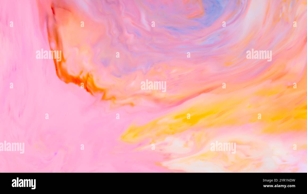 Abstract Fluid Art Background with Swirling Vibrant Pink Yellow and ...