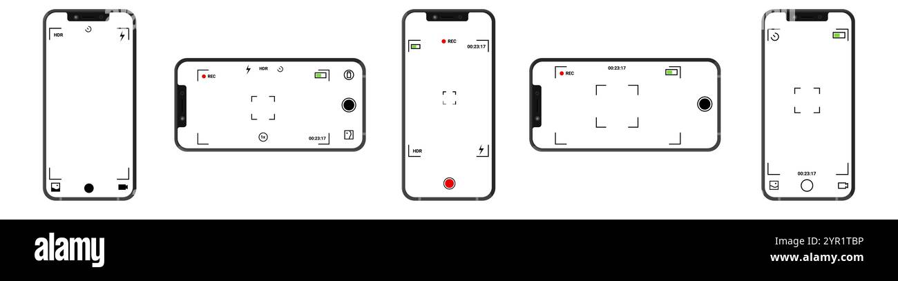 Photo and video app with customizable interface options. Stock Vector