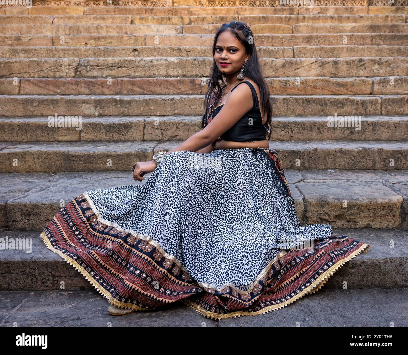 Young woman in traditional clothes, Gujarat, India Stock Photo