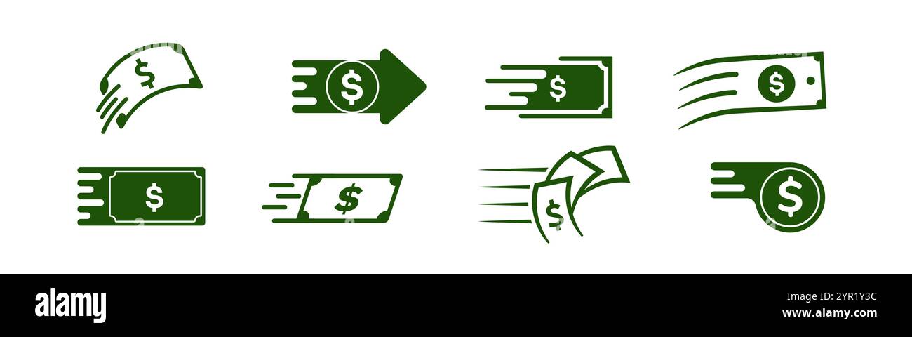 Flat green logo with arrow and dollar sign for fast transactions Stock ...