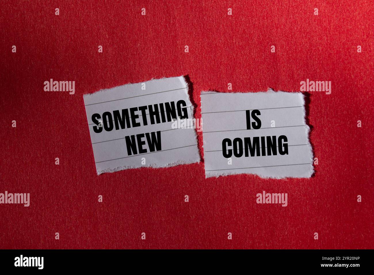 Something new is coming message written on ripped torn paper piece with ...