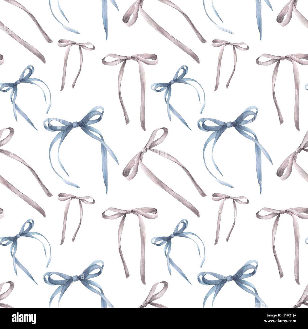 Bows and ribbons watercolor seamless pattern. Girly sweet coquette ...