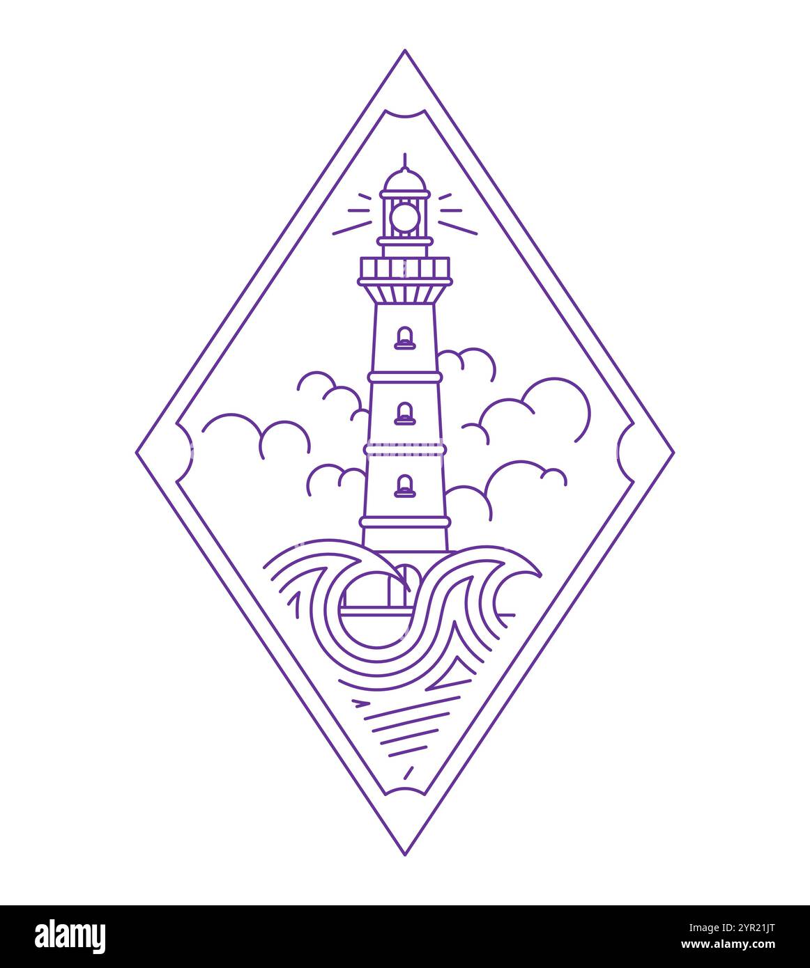 Lighthouse tattoo isolated. A navigational landmark used to mark coastlines. Concept tattoo symbolizes hope for best, desire to find right path in lif Stock Vector