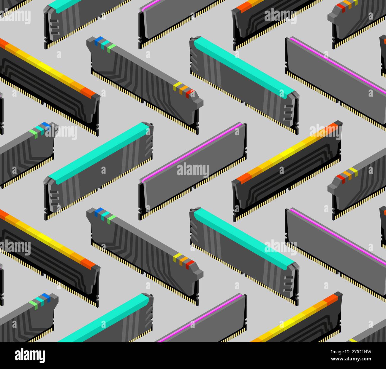 RAM memory card pattern seamless. Random access memory background. Computer component DDR ornament Stock Vector