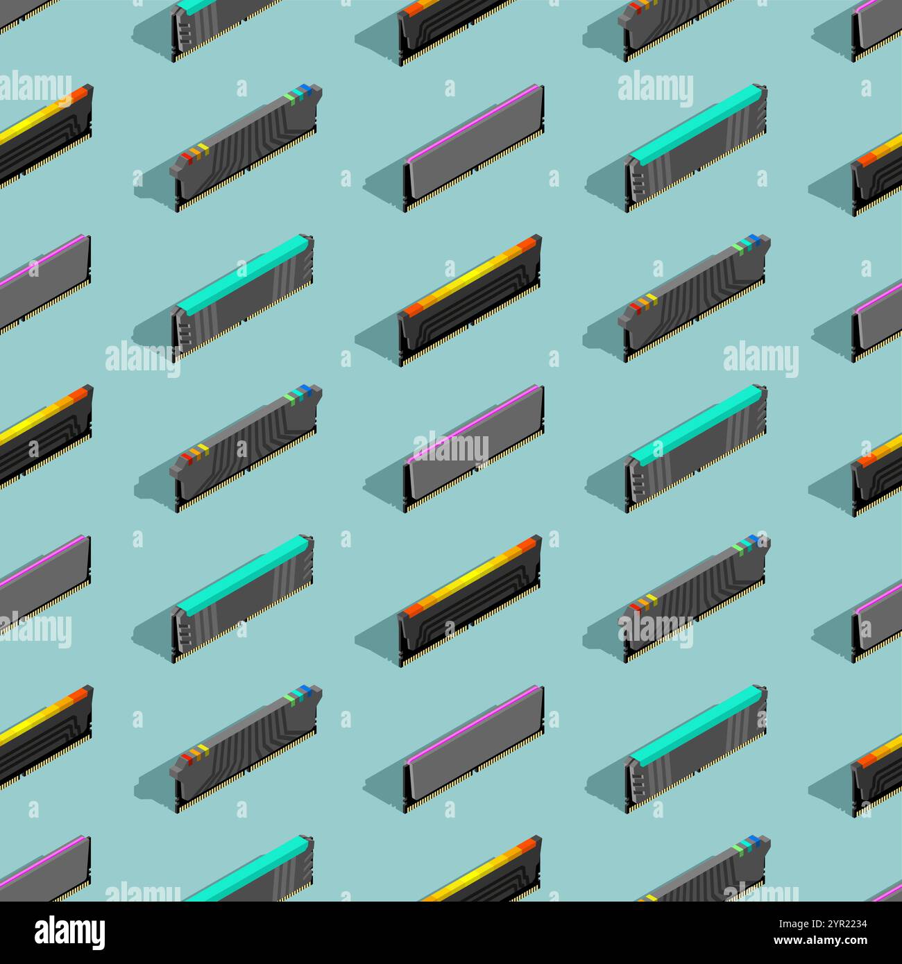 RAM memory card pattern seamless. Random access memory background. Computer component DDR ornament Stock Vector