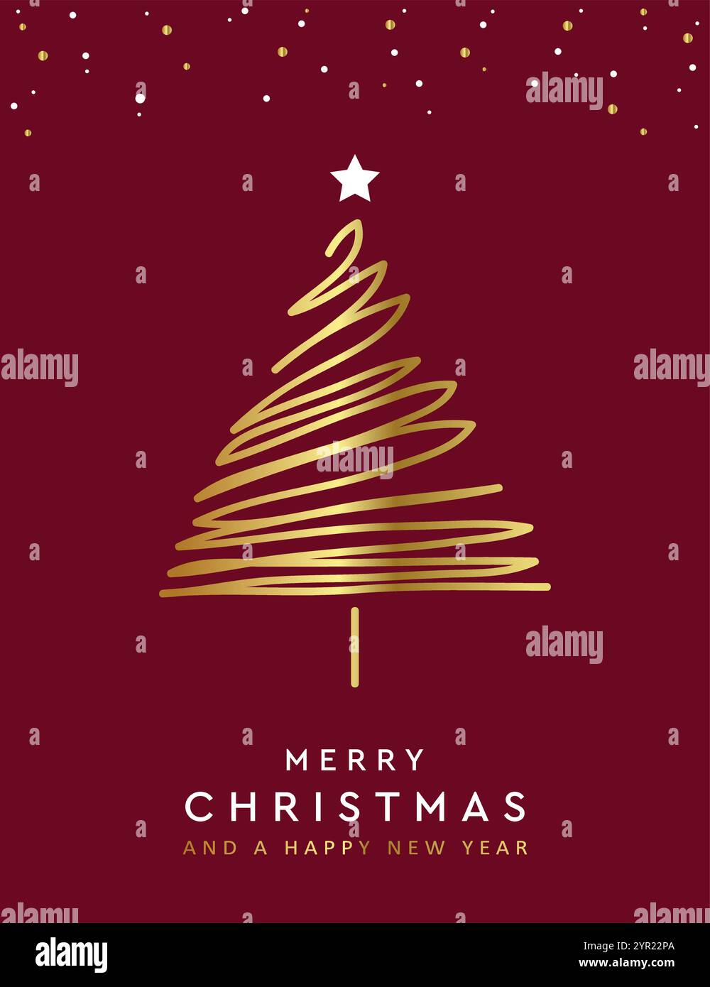 christmas greeting card with minimalistic fir tree vector illustration ...