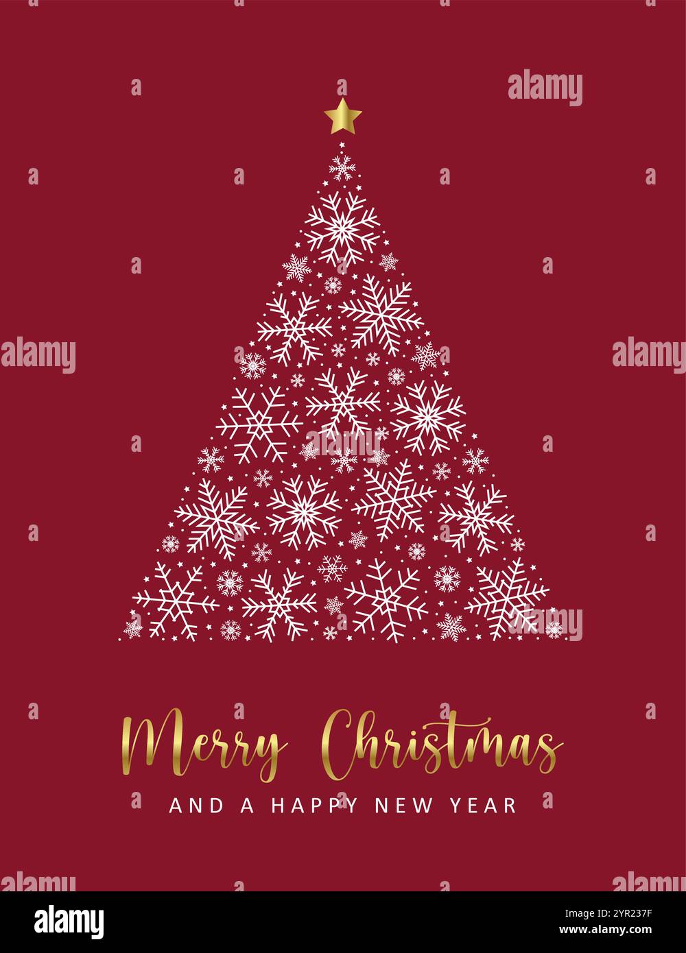 christmas greeting card with snowflake fir tree vector illustration ...