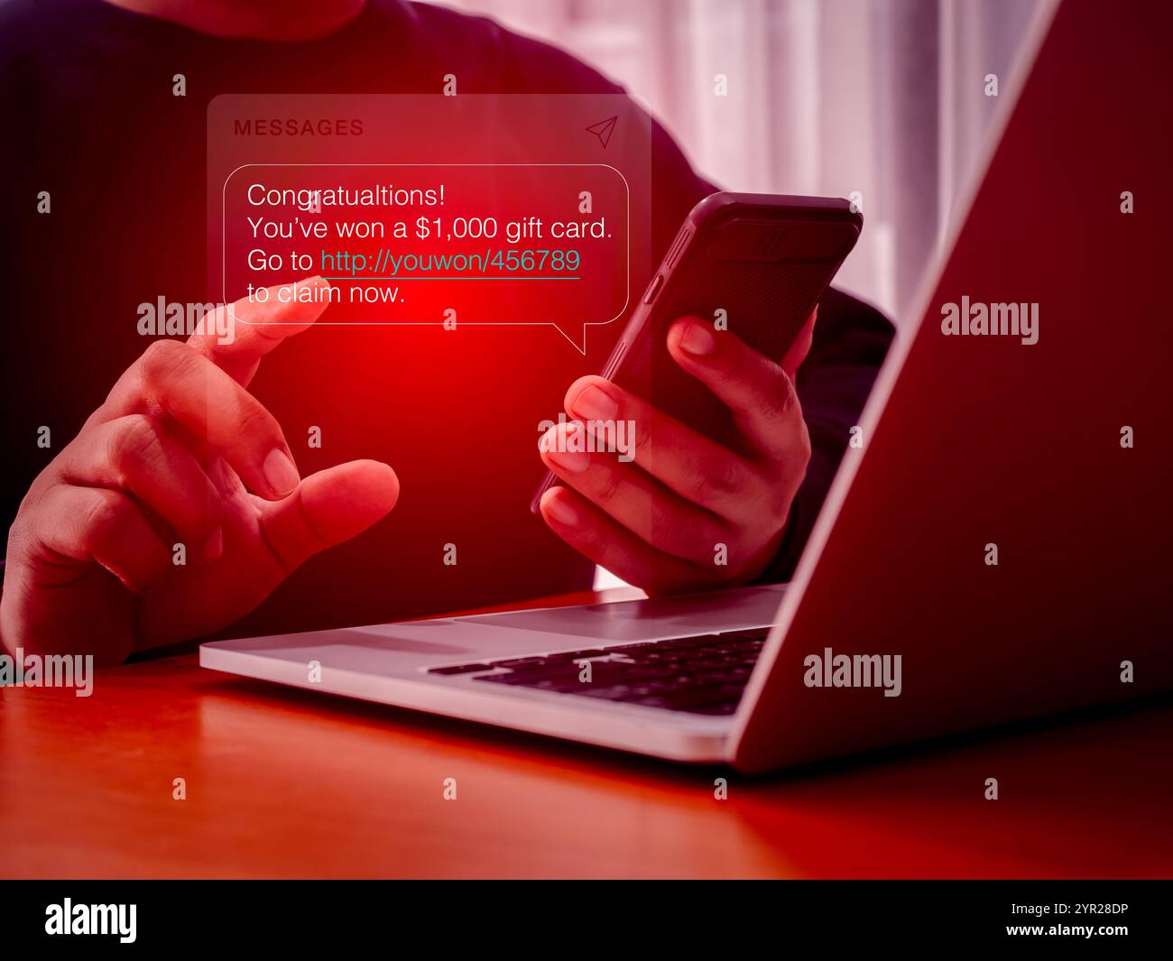 SMS spam, fake text message phishing from scammer concept. Spam text ...