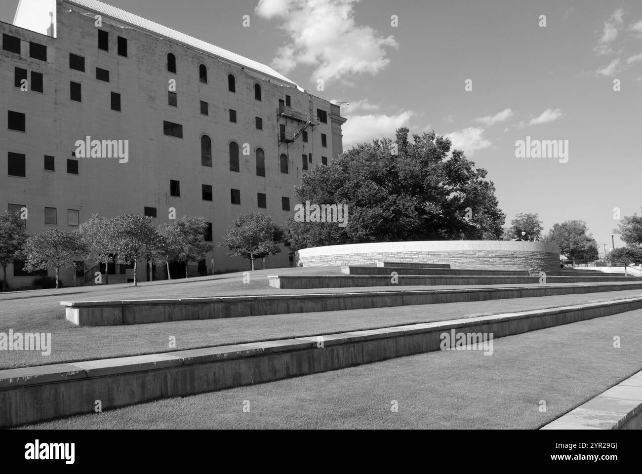 The Survivor Tree, a resilient American elm, stands tall at the Oklahoma City National Memorial in Oklahoma, USA. Stock Photo