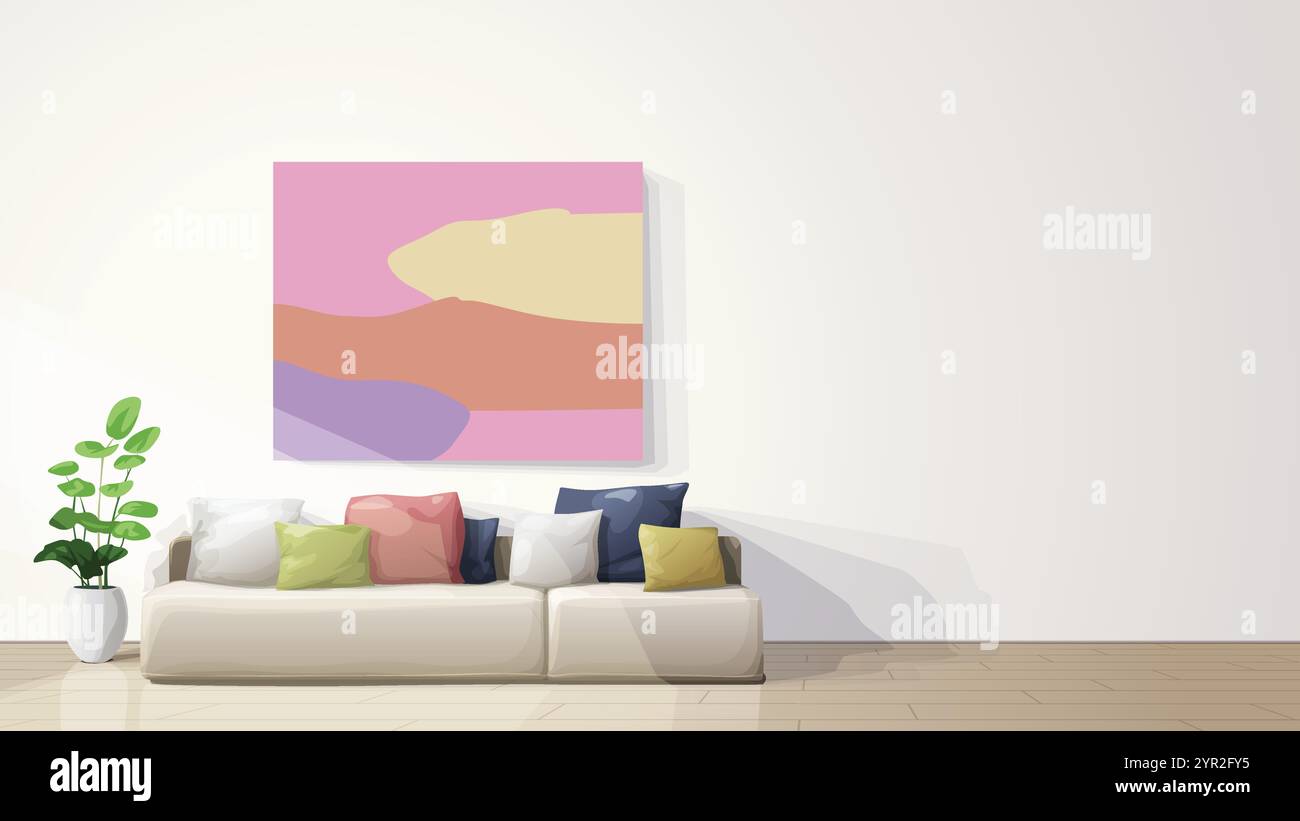 interior minimalistic design of white living room Stock Vector Image ...