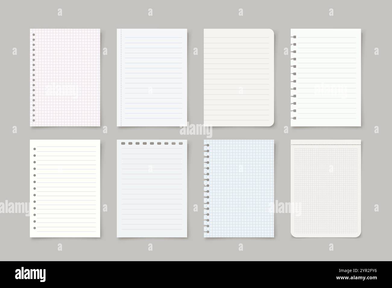 notebook various papers in set realistic design Stock Vector