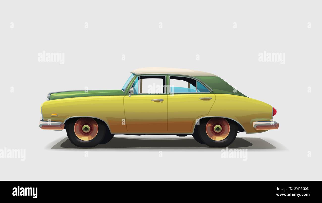 retro car side view isolated on white Stock Vector