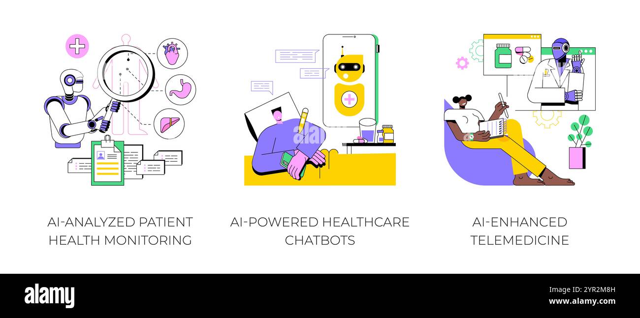 AI technology in Healthcare abstract concept vector illustrations Stock ...