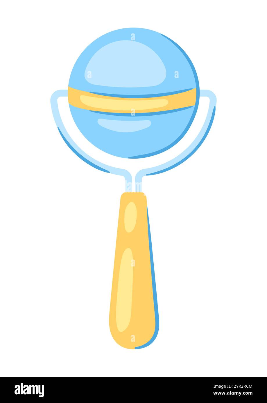 Illustration of baby rattle. New born baby boy Happy Birthday object ...