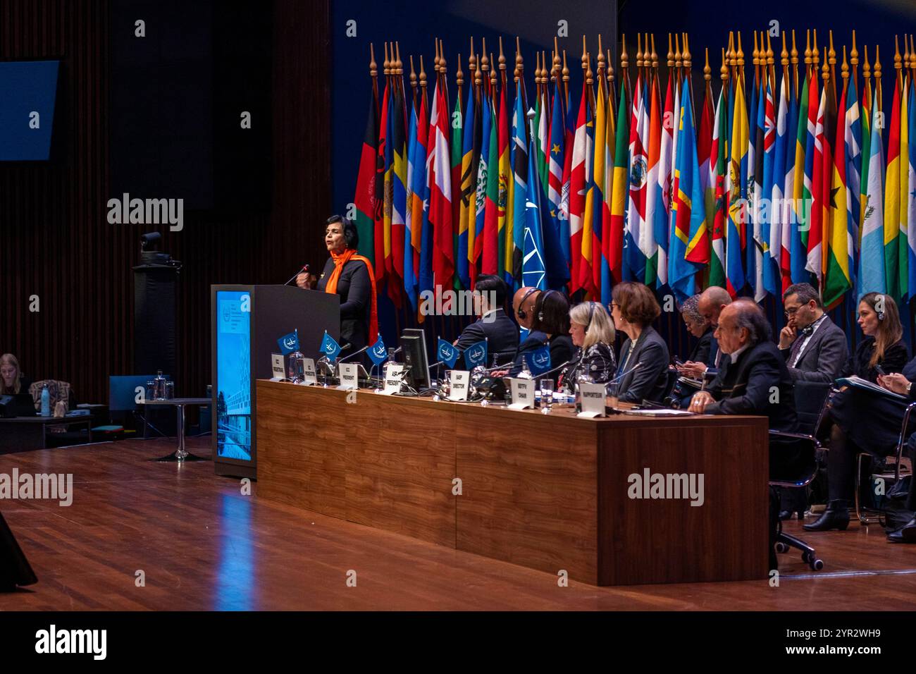 The Hague, South Holland, Netherlands. 2nd Dec, 2024. On December 2, 2024, the Executive Director of the Board of The Trust Fund for Victims of the International Criminal Court, Ms. DEBORAH RUIZ VERDUZCO, addressed the Assembly of States Parties to the Rome Statute. Ms, Ruiz Verduzco discussed previous reparation efforts. Specifically, Ms. Ruiz Verduzco discussed how, what seem like failures of the Trust Fund are actually victories for international justice. Credit: ZUMA Press, Inc./Alamy Live News Stock Photo