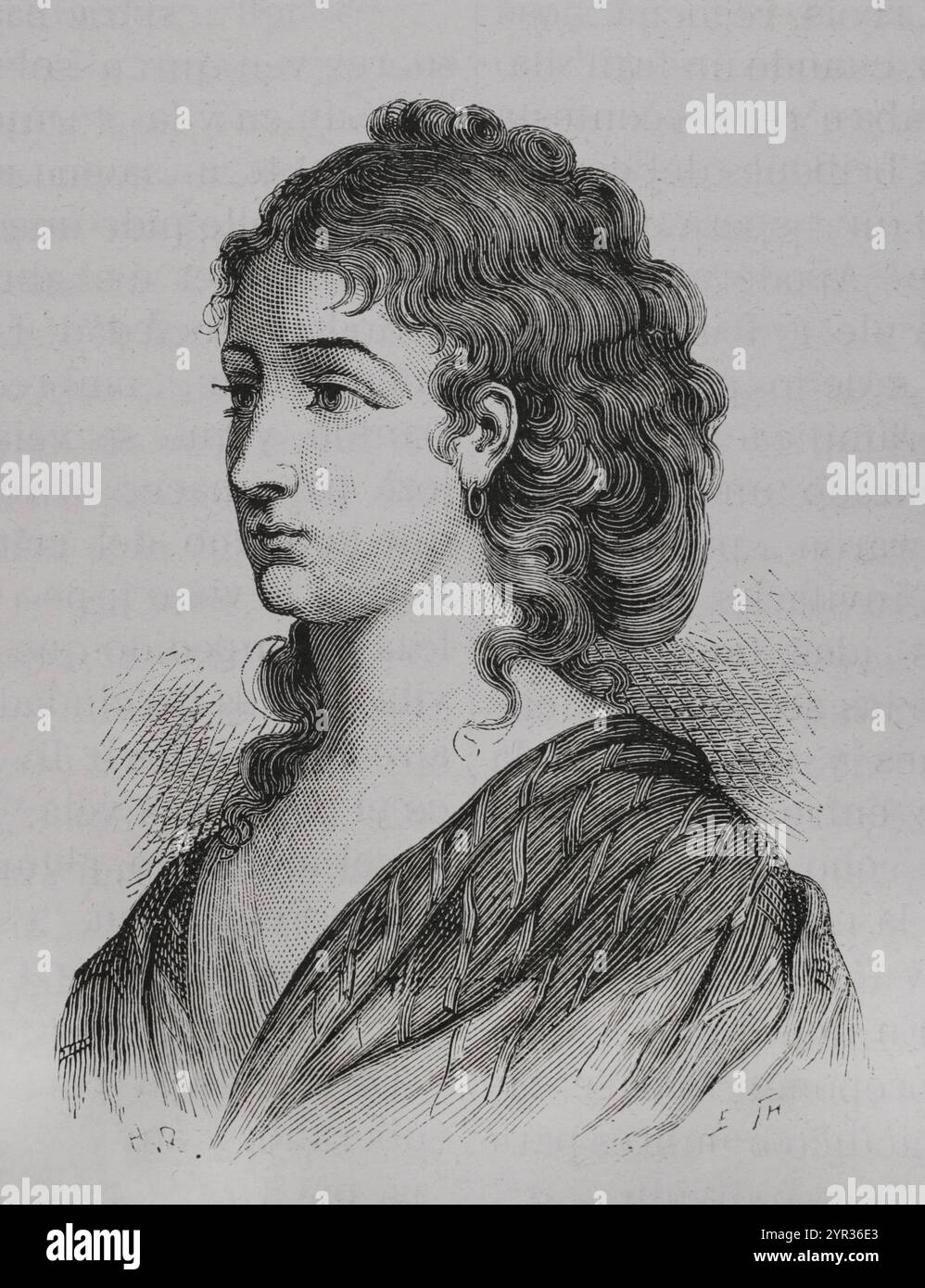 Cécile Renault (Cécile-Aimée Renault) (1774-1794). Young French royalist, accused of attempting to assassinate Maximilien Robespierre during the Reign of Terror. She was condemned to death and guillotined in Paris, along with members of her family, on 17 June 1794 (29 prairial year II). Portrait. Engraving. 'History of the French Revolution'. Volume I, part 2, 1879. Stock Photo