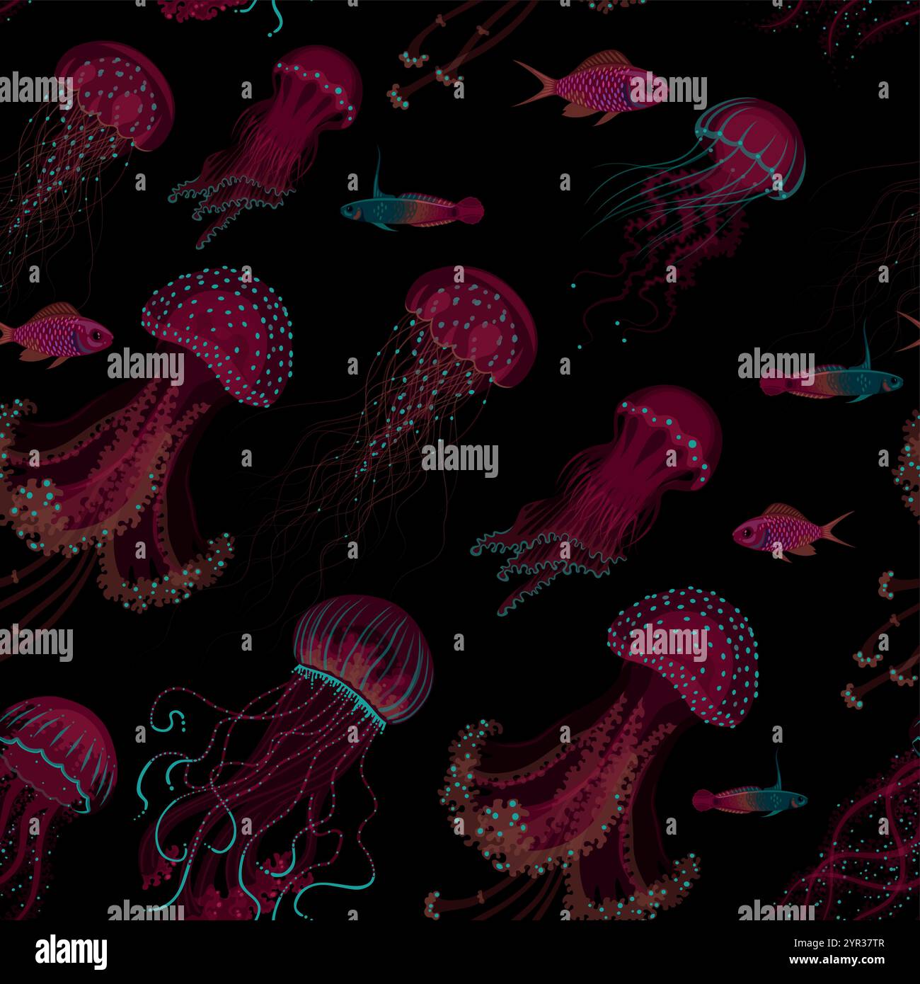 Vector seamless pattern with jellyfish Stock Vector Image & Art - Alamy