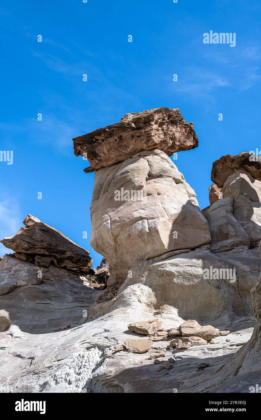 Towering rimrock (Toadstool) Hoodoos, Grand Staircase-Escalante National Monument, near Kanab, Utah Stock Photo