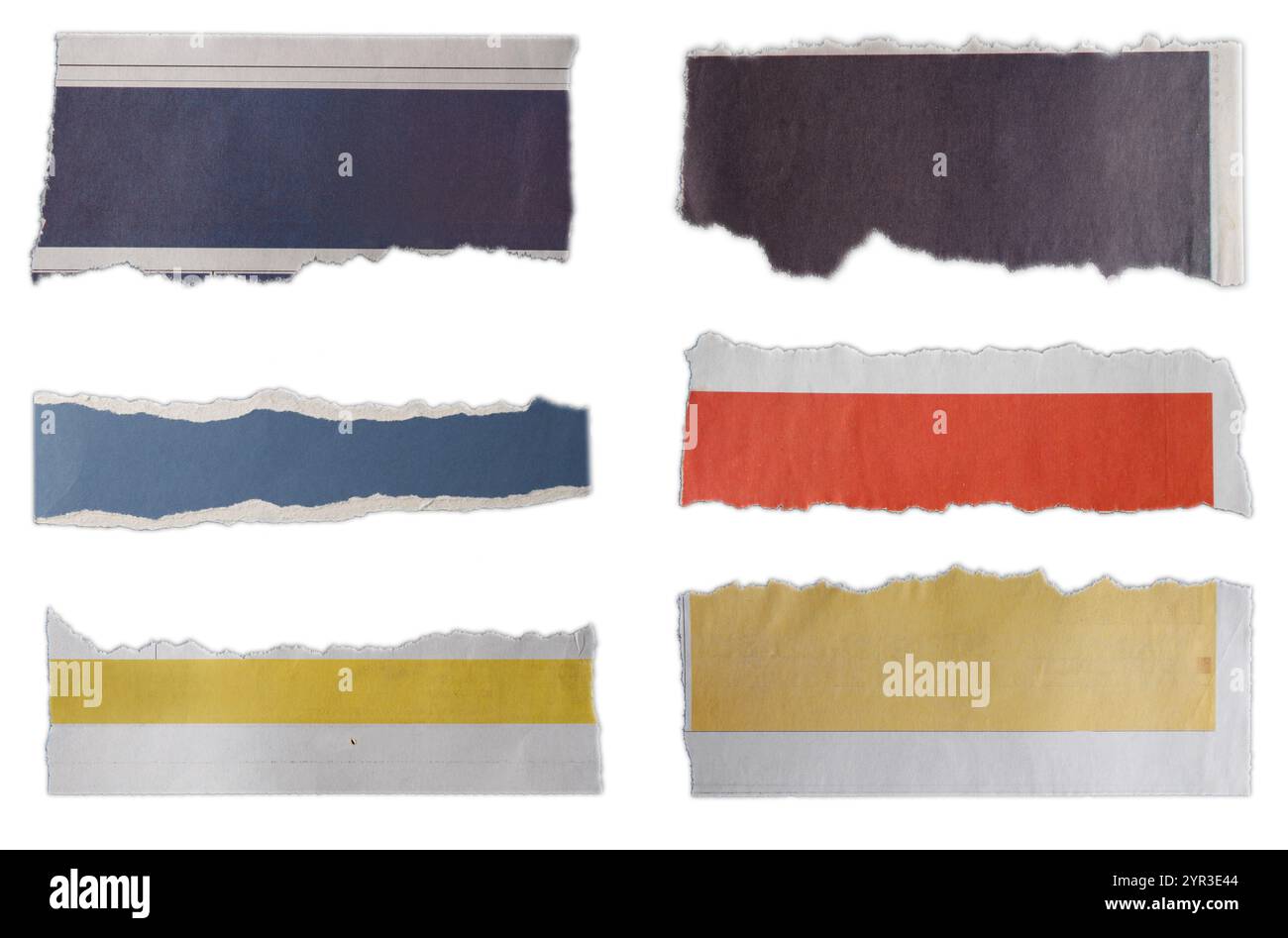 Six pieces of torn paper on white background Stock Photo - Alamy